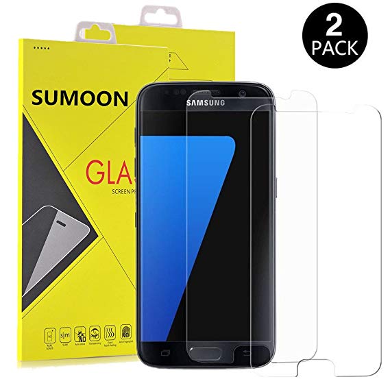 Galaxy S7 Screen Protector,[2 Pack] SUMOON Glass Protector [Tempered Glass] 9H Hardness, Bubble Free [Case Friendly] (2 Pack)