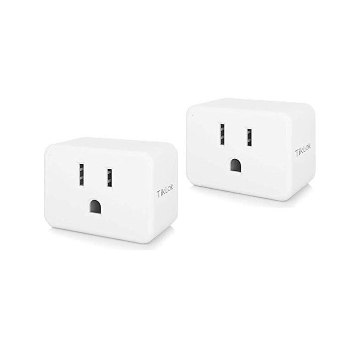 TIKLOK Mini Smart Plug, WiFi Timer Smart Outlet Wireless Socket, Compatible with Amazon Alexa & Google Home, Control Your Equipment from Anywhere, Timing Function, No Hub Required, 2 Pack