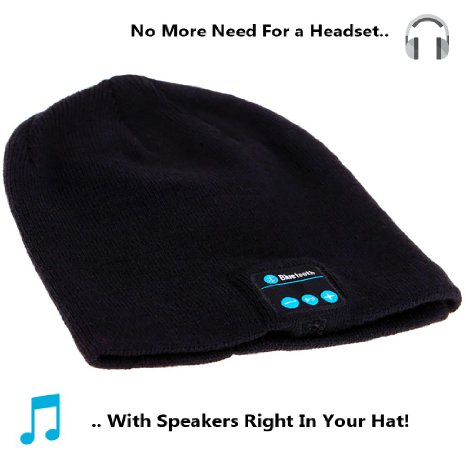 Proven Platinum Wireless Bluetooth Beanie  Free Gift - Warm Comfortable Hat with Built-in Wireless Speakers - Features Volume Control PlayPause and Microphone - Warm Soft Knit Cap
