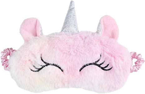 FENICAL Unicorn Sleep Mask Plush Blindfold Cartoon Animal Eye Patch for Women Girls Kids Christmas Gift