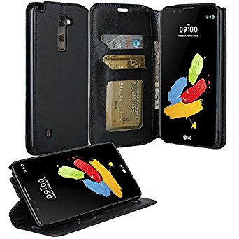 LG Stylo 2 Case, LG Stylo 2 Wallet Case, Slim Flip Folio Cover [Kickstand Feature] PU Leather Wallet Case with ID & Credit Card Slots For LG Stylo 2, Black