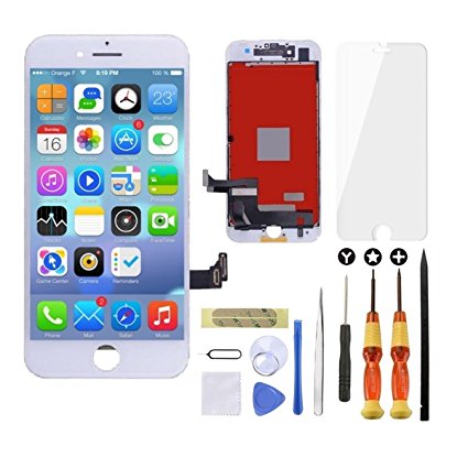 Goldwangwang LCD 3D Touch Screen Digitizer Display Replacement Fully Compatible Frame Assembly with Exquisite Repair kit & Tempered Glass Screen Protector(for iPhone 7 Plus, 5.5inch, White)