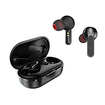 Bluetooth 5.0 True Wireless Earbuds Touch Control HandsFree TWS Earphones Sport Auto Pairing Headset with Micphone Portable Charging Case, HiFi 3D Stereo Sound Deep Bass