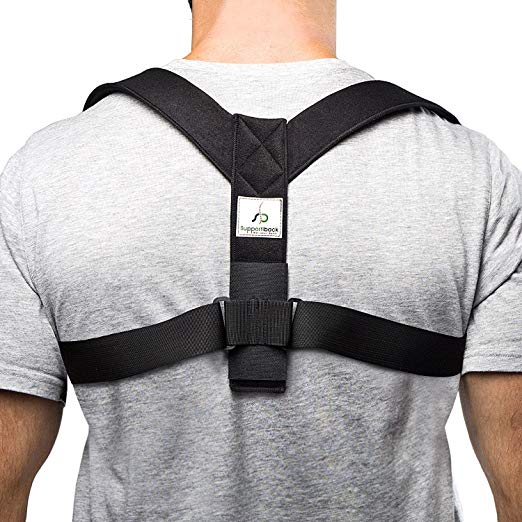Supportiback Posture Therapy Upper Back Brace, Posture Corrector and Clavicle Brace- Total Posture Support That Slips On Like A Backpack with Cushioned Straps - Comfortable Spinal and Neck Support
