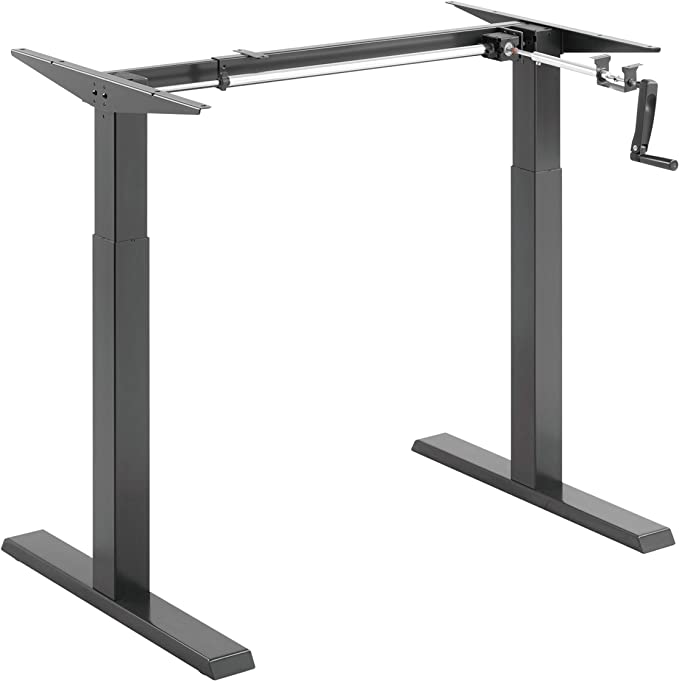 Uplite Manuel Stand Up Desk Frame with Hand Crank System for 34 to 71 inch Table Tops Ergonomic Height Adjustable Standing Desk Base 2 Leg Workstation (Frame Only)