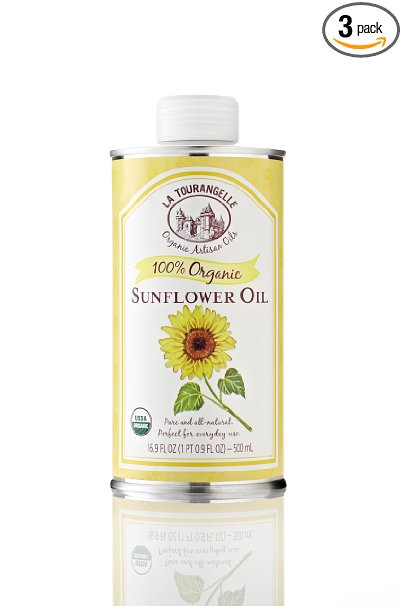 La Tourangelle Organic Sunflower Oil, 16.9-Ounce Tins (Pack of 3)