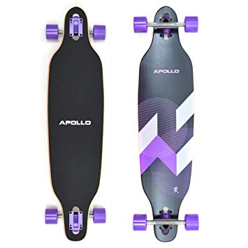 Apollo Longboard Special Edition Complete Board incl. T-Tool with High-Speed ABEC Bearings, Drop-Through Freeride Skating Cruiser Boards