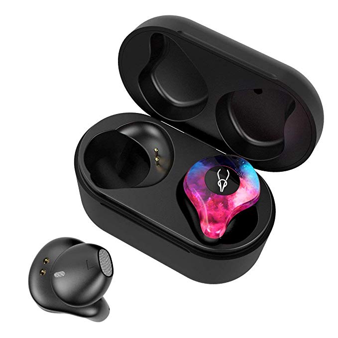 3D Clear Sound True Wireless Earbuds Blutooth 5.0 TWS Stereo Earphones A week's Endurance with Built-in Mic and Charging Case for iPhone, Samsung, iPad, Android(Flames)