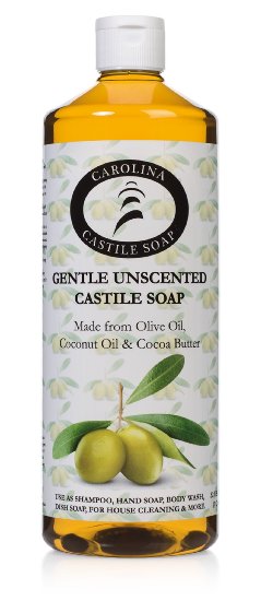 Carolina Castile Soap Gentle Unscented w/Organic Cocoa Butter - 32 oz