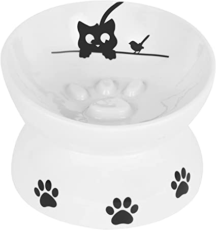 Vencer Cat/Small Dogs Slow Feeding Bowls, Raised Cat/Dog Food Bowl/Water Bowl,Elevated Cat Dog Dish,Pet Bowls for Cats or Small Dogs,VCB-004
