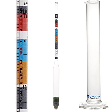 Triple Scale Hydrometer and Glass Test Jar Combo Brewing Kit Supplies - Hydrometers Best for Home Brew. Homebrew Beer. Or Wine Making.…