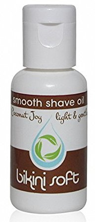 BIKINI SOFT Smooth Shave Oil (1 oz) Lovely Coconut Joy Scent - SMOOTHEST SHAVE EVER on Legs, Underarms, Bikini Line & Intimate Areas: Stops Ingrown Hairs, Razor Bumps & Razor Burn- FOR SENSITIVE SKIN