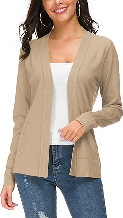 Urban CoCo Women's Long Sleeve Open Front Knit Cardigan Sweater