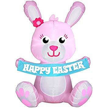 Gemmy Easter Bunny Airblown Inflatable 3.4 Ft Tall (Pink)