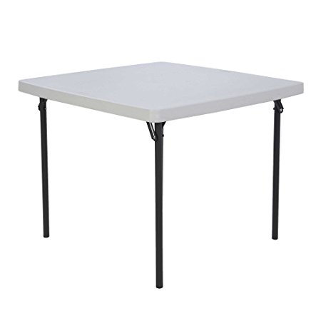 Lifetime 22315 Folding Square Card Table, 37 Inch Top, White Granite