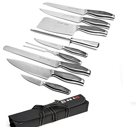 Ross Henery Professional Knives, 9 Piece Stainless Steel , Japanese Style Chefs Knife Set in Case