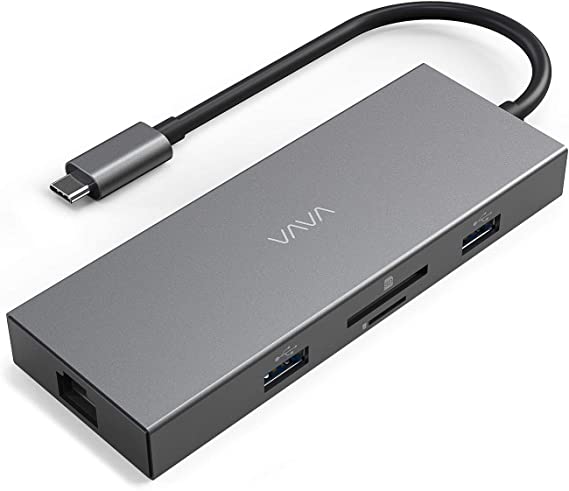 VAVA USB C Hub, 8-in-1 Type C Hub with Ethernet Port 4K HDMI Adapter, 2 USB 3.0 Ports, 1 USB 2.0 Port, SD/TF Card Reader, USB-C Power Delivery, Portable for Mac Pro and Other Windows Laptops