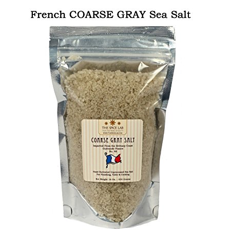 The Spice Lab French Gray Coarse Sea Salt - " Sel Gris De Guérande " - Nutrient and Mineral Fortified for Health - Premium Gourmet Brand - 2 Pound Bag