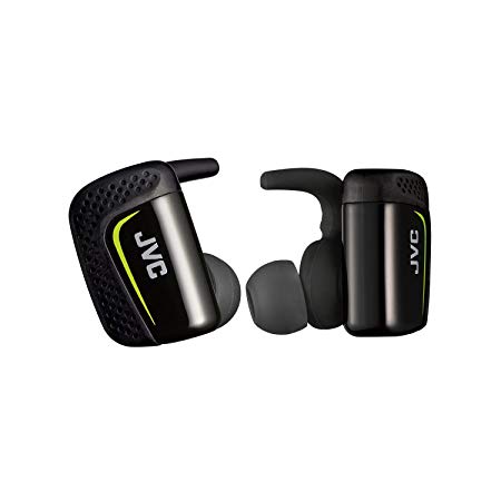 Wireless Earbuds with Stay and Secure fit Design, Sweat Proof and Washable True Wireless, Sport Bluetooth Charging Case. iPhone and Android Smart Phone use. JVC HA-ET90BTB