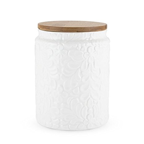 Twine Pantry Textured Ceramic Small Canister, White