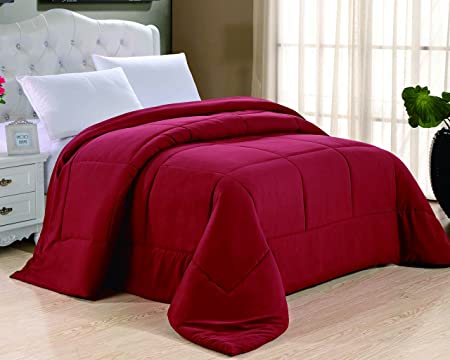 Cathay Home Double Fill Down Alternative Comforter, Queen, Burgundy