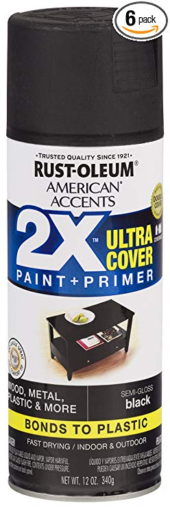 Rust-Oleum 327950-6 PK American Accents Spray Paint, Semi-Gloss Black