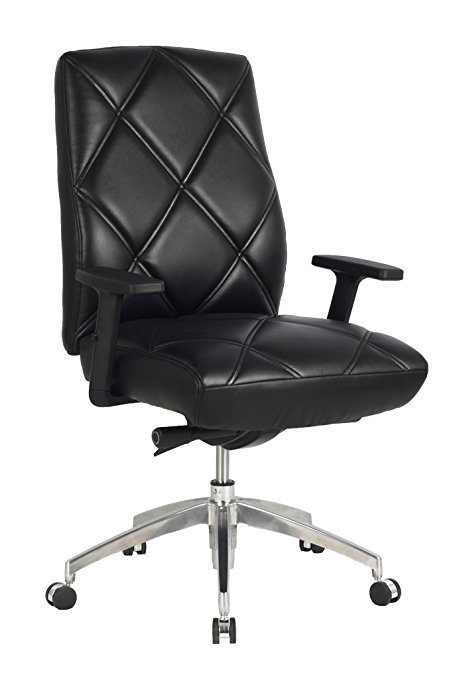VIVA OFFICE Diamond Pattern High Back Bonded Leather Office Executive Chair Adjustable Armrest, Black