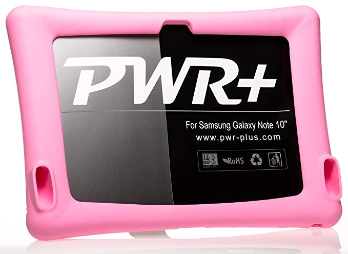 PWR  Samsung Galaxy Note 10.1"-inch 2012 Edition Tablet Silicone Case Shockproof Lightweight Rugged Corner Bumper Protective Cover With Kickstand and Audio Amplifier Design (Pink)