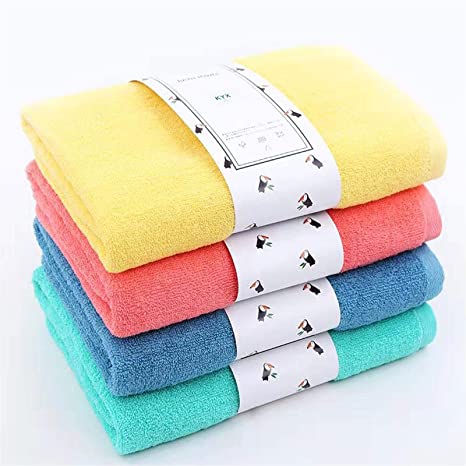 KYX 4-Piece Rainbow Cotton Bath Towel Set(24in x 47in), Extra Soft & Super Absorbent，Fast Drying, Lint Free, Fade Resistant,Multipurpose，Size is More Suitable for Teenagers and Children (4 Colors)