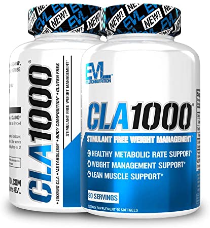 Evlution Nutrition CLA 1000, Conjugated Linoleic Acid, Weight Loss Supplement, Metabolism Support, Stimulant-Free, 90 Servings (2-Pack)