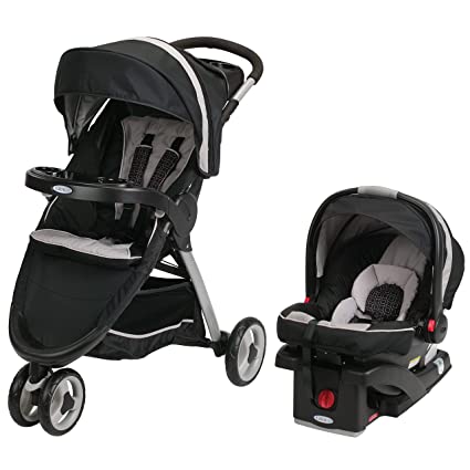 Graco FastAction Fold Sport Travel System | Includes the FastAction Fold Sport 3-Wheel Stroller and SnugRide 35 Infant Car Seat, Pierce