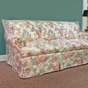 96" Clear Vinyl Furniture Protector - Sofa Cover 96" W X 40"D X 42"H rear, 18"H front )