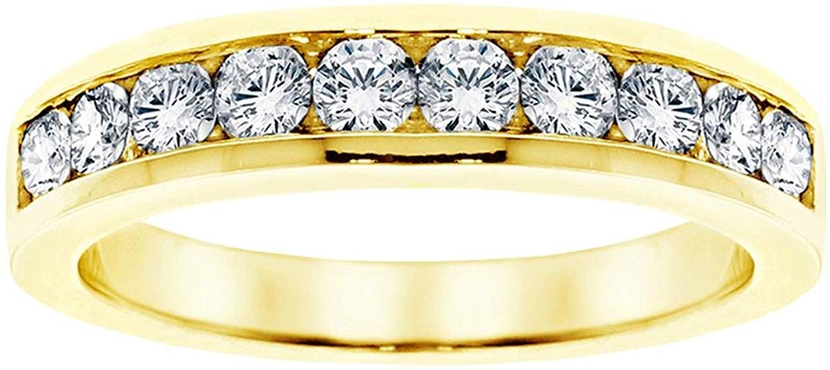 VIP Jewelry Art 1.00 CT TW Channel Set Round Diamond Anniversary Wedding Ring in Yellow Gold