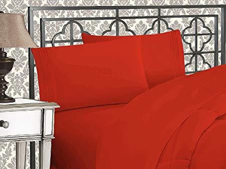 Elegant Comfort 3-Piece Egyptian Quality Bed Sheet Sets with Deep Pockets, Twin/X-Large, Rust/Orange