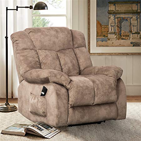 CANMOV Power Lift Recliner Chair - Heavy Duty and Safety Motion Reclining Mechanism-Antiskid Fabric Sofa Living Room Chair with Overstuffed Design, Khaki