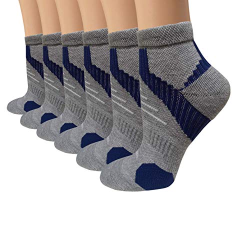 Men's Performance Ankle Athletic Socks Running Sports Comfort Cushioned Tab Socks（3/6 Pairs）