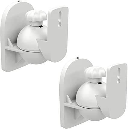 deleyCON 2x Universal Speaker Wall Mounts Loudspeaker Wall Mountings Tilt   Swivel & up to 3.5 Kg Load Weight - Ceiling Mounting   Wall Fitting - White