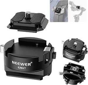 NEEWER GM47 Quick Release Plate Kit, Quick Switch Auto Lock Square QR Plate Compatible with Peak Design Capture V3 Clip, Arca Type Clamp Base Compatible with Arca Swiss DJI Ronin RS 4 Pro RS 3 RS 2