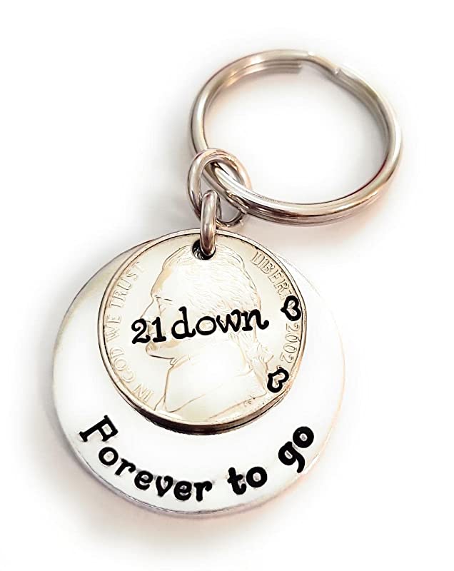 21st Anniversary Gift w/Traditional 2002 Nickel 21 Down and Forever To Go Key Chain