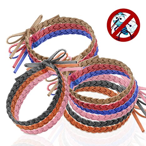 Mosquito Repellent Bracelet 12 Pack Leather Insect Protection Wrist Bands Deet Free No Spray by Austor