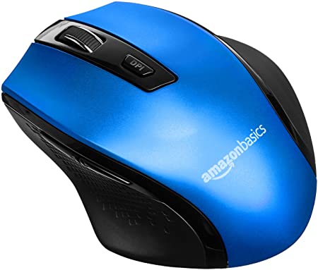 AmazonBasics Ergonomic Wireless Mouse - DPI adjustable - Blue