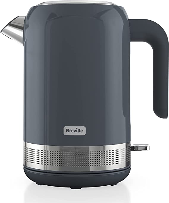 Breville High Gloss Electric Kettle | 1.7 Litre | 3kW Fast Boil | Grey and Stainless Steel [VKT154]