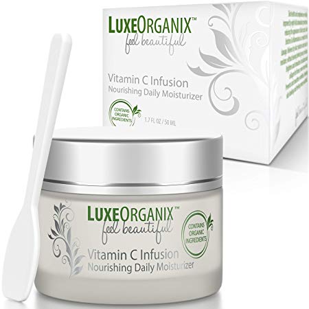 Vitamin C Moisturizer For Face, Wrinkle Remover Anti Aging Skin Tightening Cream For Face and Neck. Skin Looks Brighter, Softer. Erases Brown Spots, Dark Sun Spots. Organic Natural Facial Lotion (USA)