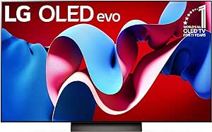 LG 55-Inch C4 OLED evo 4K Smart TV - α9 AI Processor 4K, Alexa Built-in, 144Hz Refresh Rate, HDMI 2.1, G-Sync, FreeSync, VRR, WebOS 24, Dolby Vision, Dolby Atmos (OLED55C4PUA, 2024)