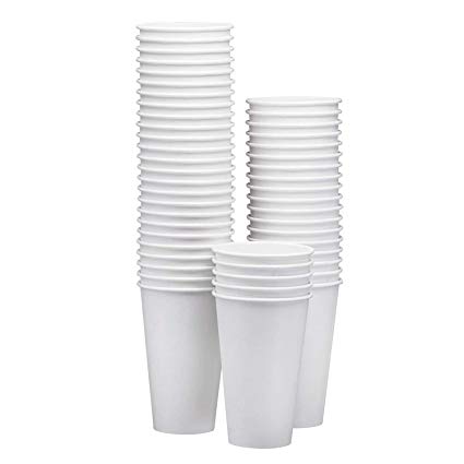 NYHI Disposable & Reusable Paper Cups, Espresso Cups – White - For Hot/Cold Coffee, Tea & Chocolate, Water, Beverages– Pack Of 50 - Extra Thick And Sturdy With Rolled Rim , Made In USA