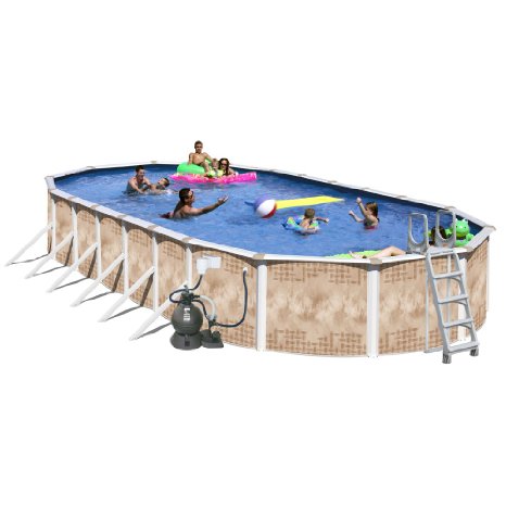 Splash Pools Oval Deluxe Pool Package, 30-Feet by 15-Feet by 52-Inch