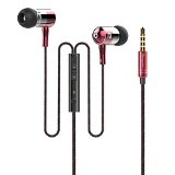 Dastone Universal Earbuds Metal In-ear Noise-isolating Headphones Earbuds with Remote and Mic and Volume Control for Smartphones Tablets Laptops Earphone Andriod Iphone Red