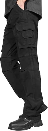 Soulsfeng Men's Cargo Pants Cotton Straight Stretch Tactical Work Hiking Pants with Pockets