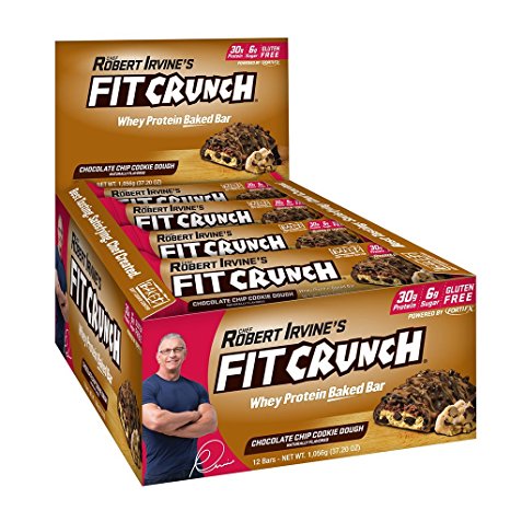 FITCRUNCH Protein Bars | Designed by Robert Irvine | World’s Only 6-Layer Baked Bar | Just 6g of Sugar & Soft Cake Core (12 Bars, Chocolate Chip Cookie Dough)