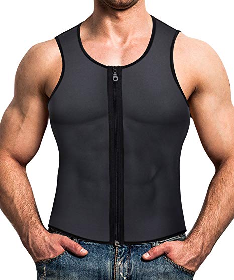 Men Waist Trainer Vest for Weightloss Hot Neoprene Corset Body Shaper Zipper Sauna Tank Top Workout Shirt